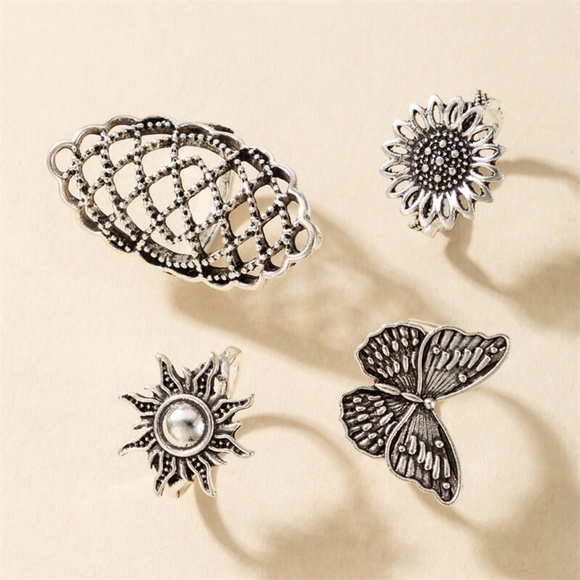 **ENSLEY* 4-Pc Silver x Geometric Fashion Ring Set - Picture 4 of 6